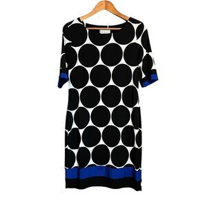 Karin Stevens black and white polka dot dress